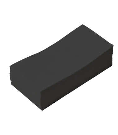 Black tissue napkins 33x33 cm, 2ply, 1/8 folding on table