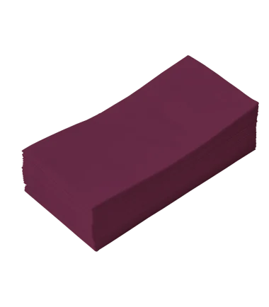 Burgundy tissue napkins 33x33 cm, 2ply, 1/8 folding on table