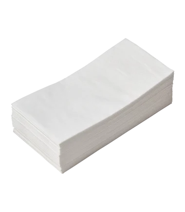 White tissue napkins 33x33 cm, 2ply, 1/8 folding on table
