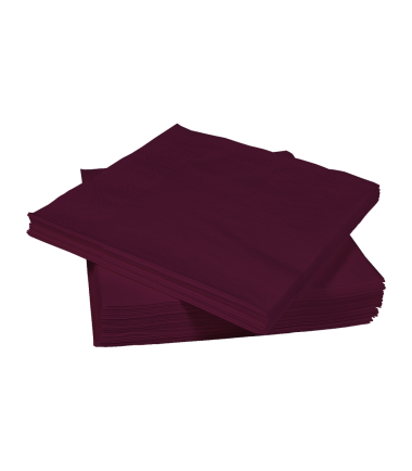 Burgundy tissue napkins 33x33 cm, 2/3ply, 1/4 folding
