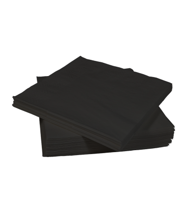 Black tissue napkins 33x33 cm, 2/3ply, 1/4 folding