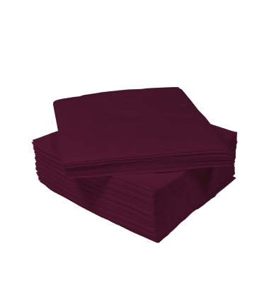 burgundy tissue napkins 24x24 cm, 2ply, 1/4 folding
