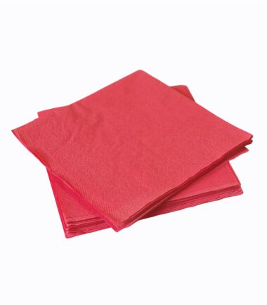 Red tissue napkins 24x24 cm, 1ply, 1/4 folding
