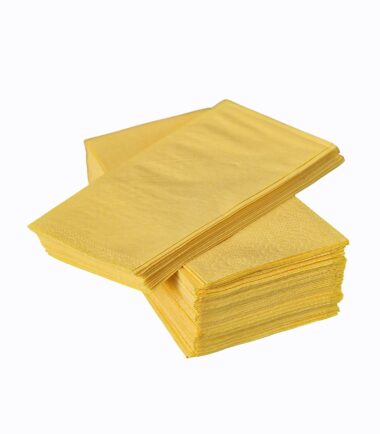 Yellow tissue napkins 33x33 cm, 2ply, 1/8 folding on table