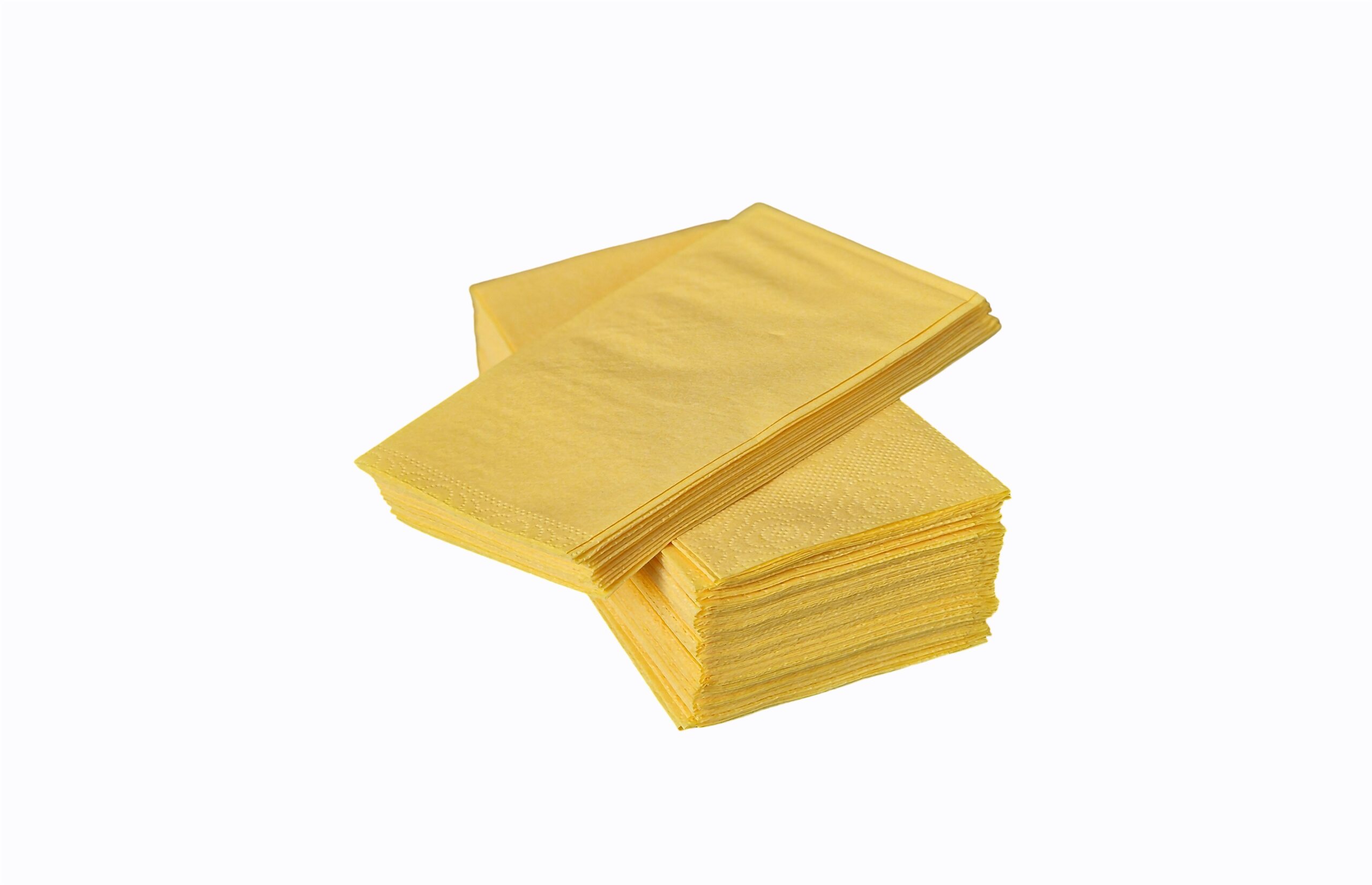 Yellow tissue napkins 33x33 cm, 2ply, 1/8 folding Yellow tissue napkins 33x33 cm, 2ply, 1/8 folding on table