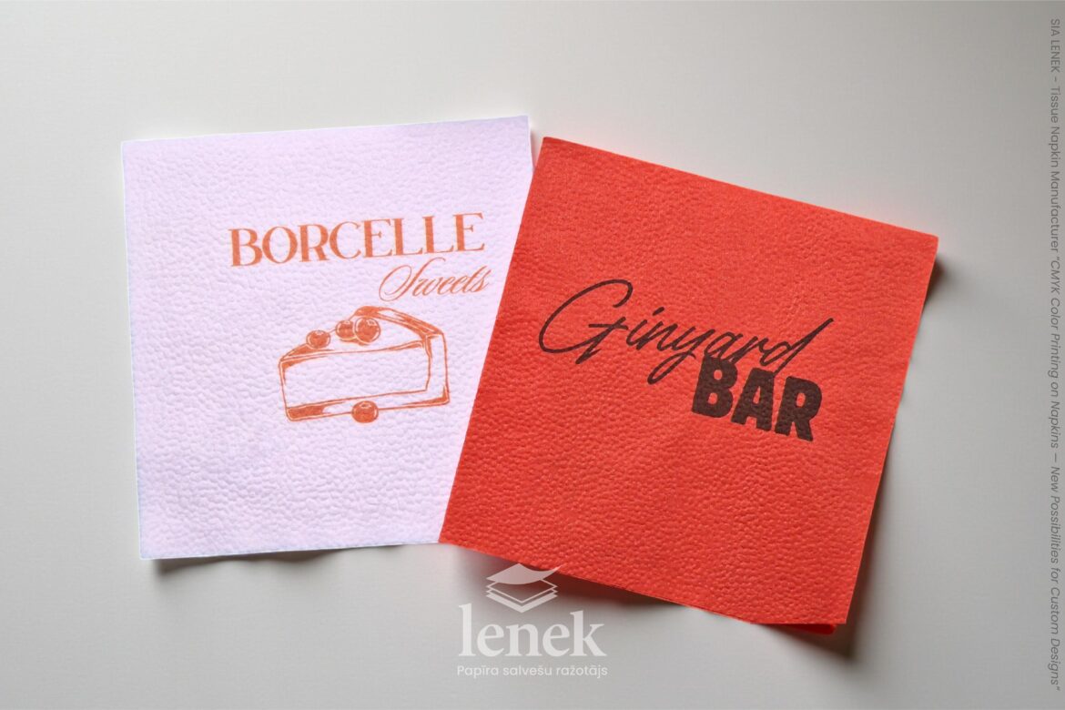 Custom CMYK printing on colored tissue napkins for branding