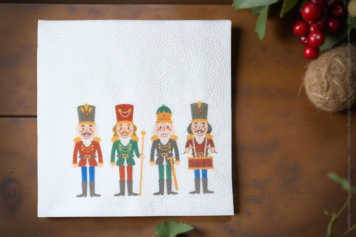 CMYK printed illustration on tissue napkin for decorative design