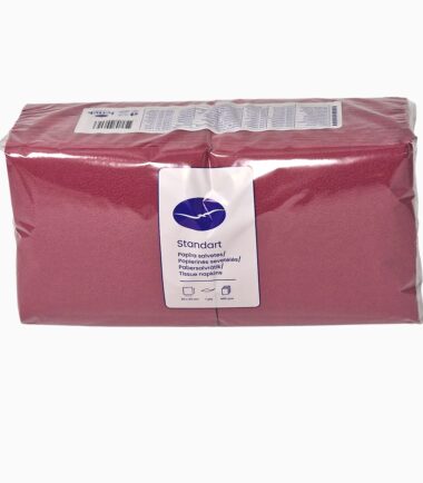 STANDARD paper napkins in burgundy color 1 ply, 400 pcs. in a package, made of 100% pure cellulose.