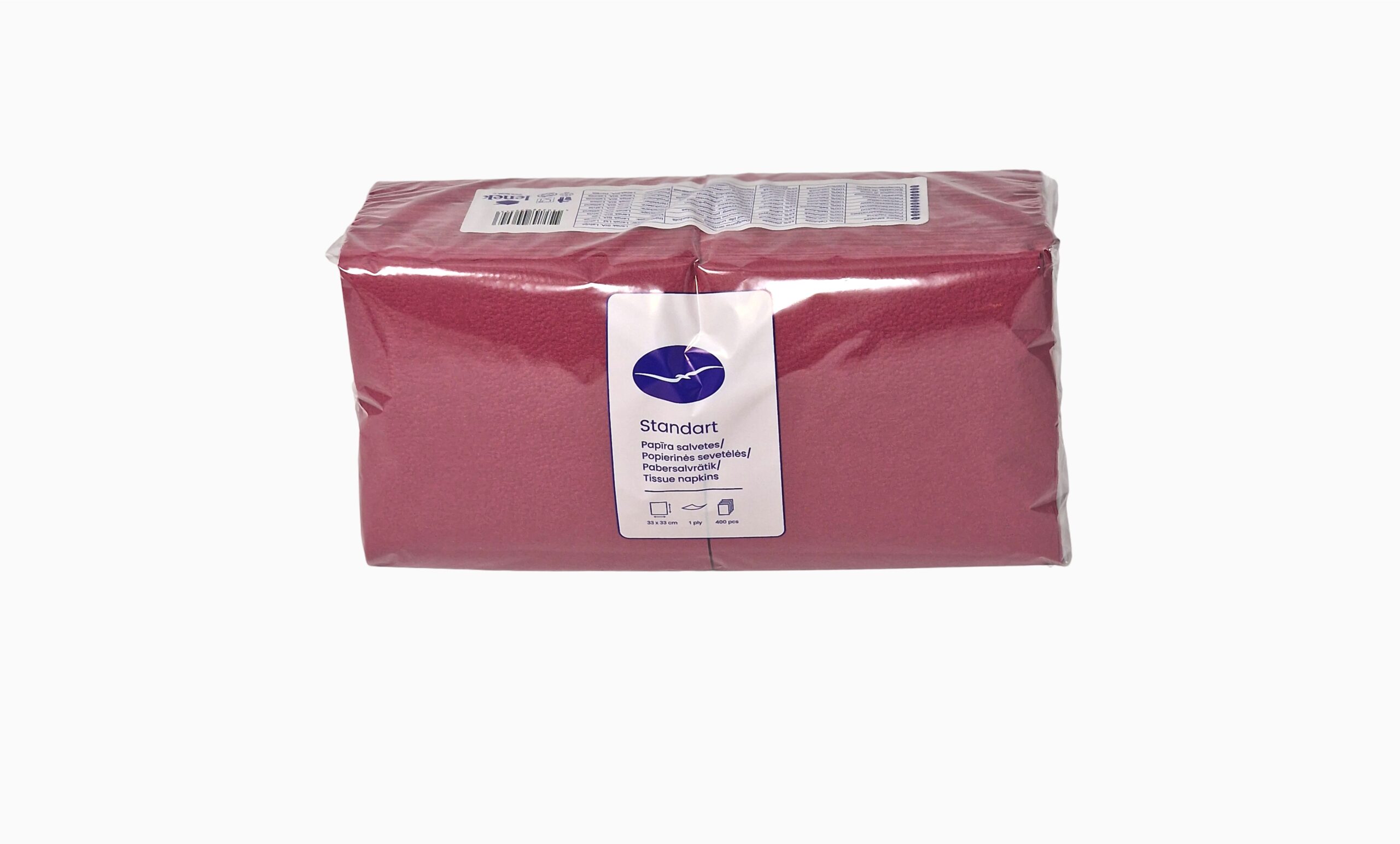 STANDART- Tissue-paper-napkins-burgundy-color-33cm-1ply-309 STANDARD paper napkins in burgundy color 1 ply, 400 pcs. in a package, made of 100% pure cellulose.