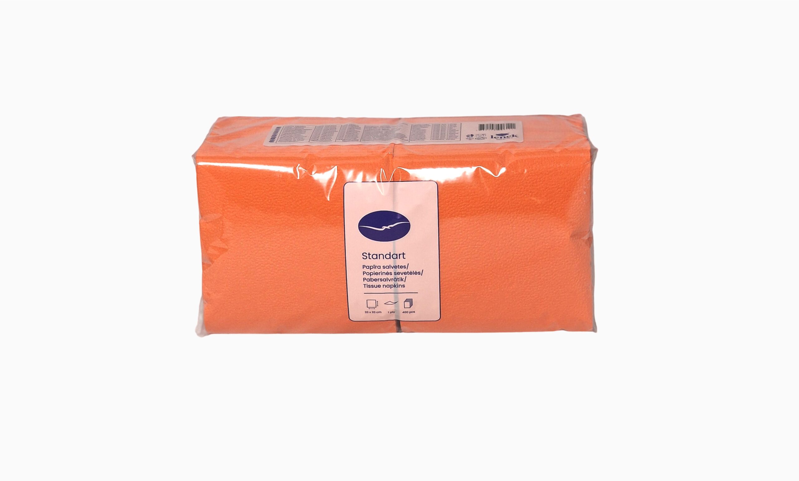 STANDART- Tissue-paper-napkins-orange-color-33cm-1ply-313 STANDARD paper napkins in orange color 1 ply, 400 pcs. in a package, made of 100% pure cellulose.