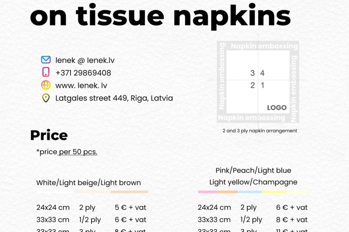 Napkin Price for CMYK Print